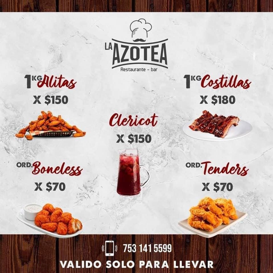 Carta del restaurante La Azotea, Lázaro Cárdenas