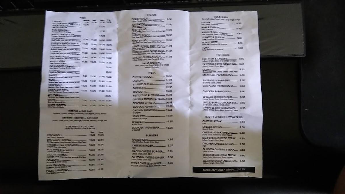 Menu at Amigos Pizzeria and Mexican Restaurant, Danville