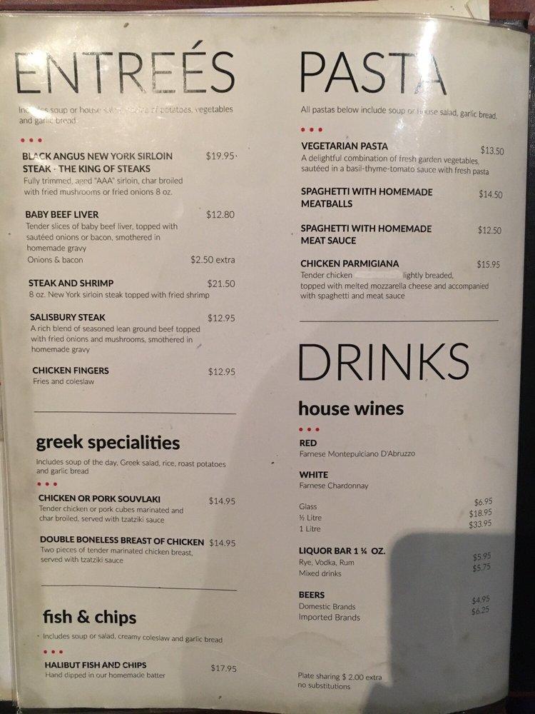 Menu at Rosemary & Thyme restaurant, Toronto