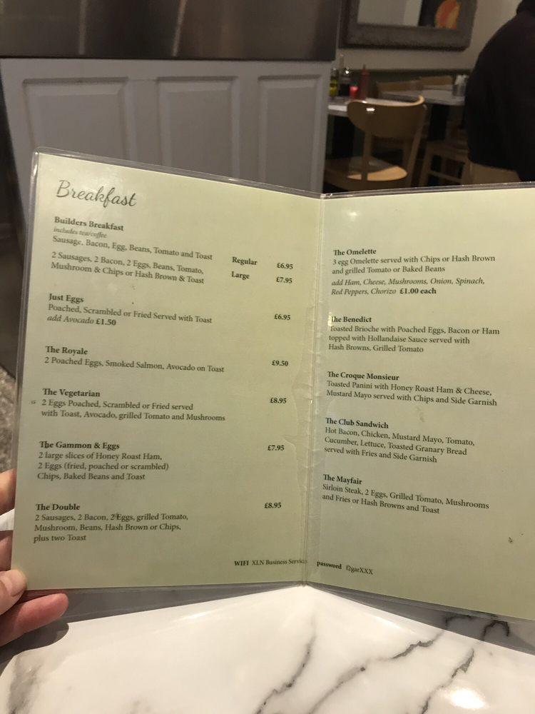 Menu at Sunflower Kitchen cafe, London, 3 Pollen St