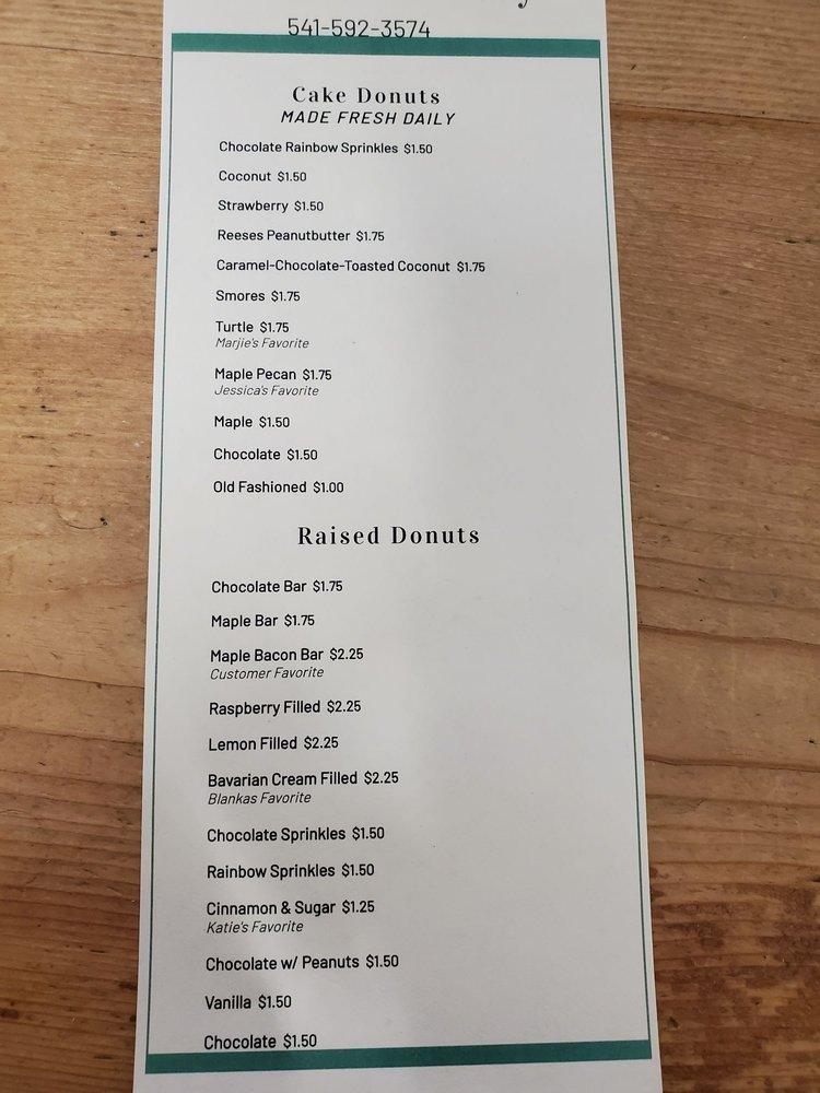 Menu at Trillium Bakery, Cave Junction