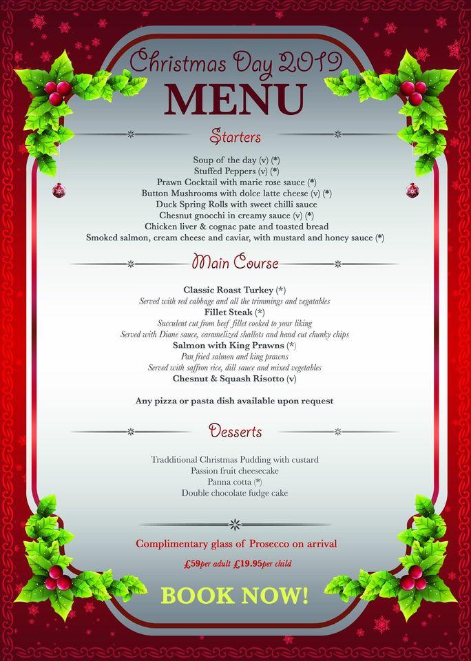 Menu at Elmas restaurant, Lymm