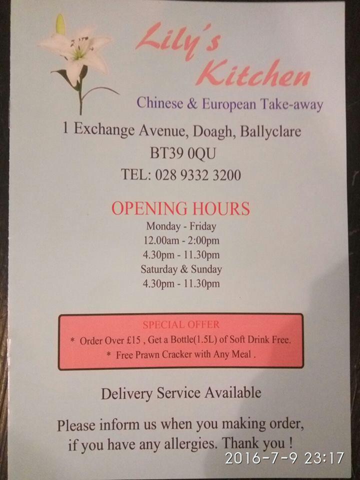 Lily S Kitchen Doagh Menu Dandk Organizer