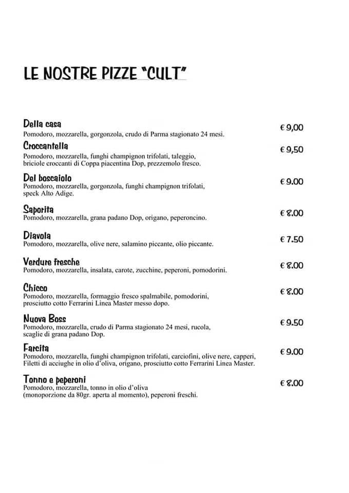 Menu di Pizzeria Paderna 