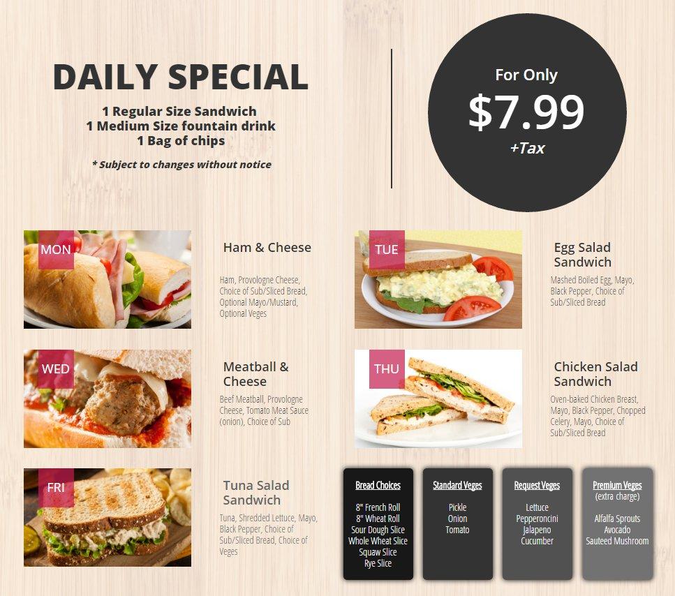Carta del restaurante Sandwich King, Irvine