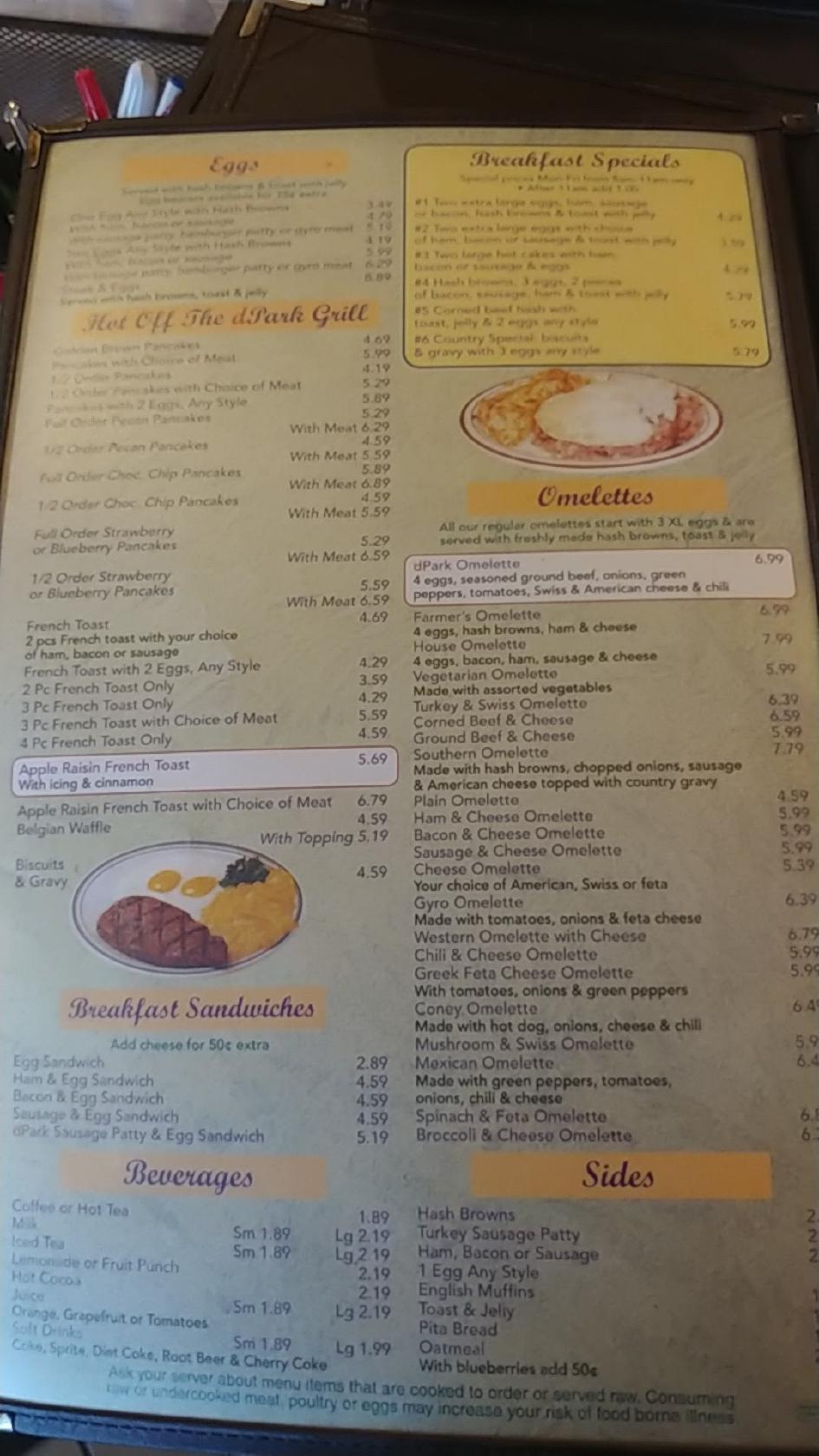 Menu at Dodge Park Coney Island restaurant, Sterling Heights