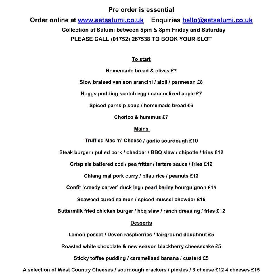 Menu at Rock Salt Cafe Brasserie, Plymouth