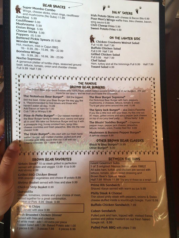 Carta del pub y bar Brown Bear, Pentwater
