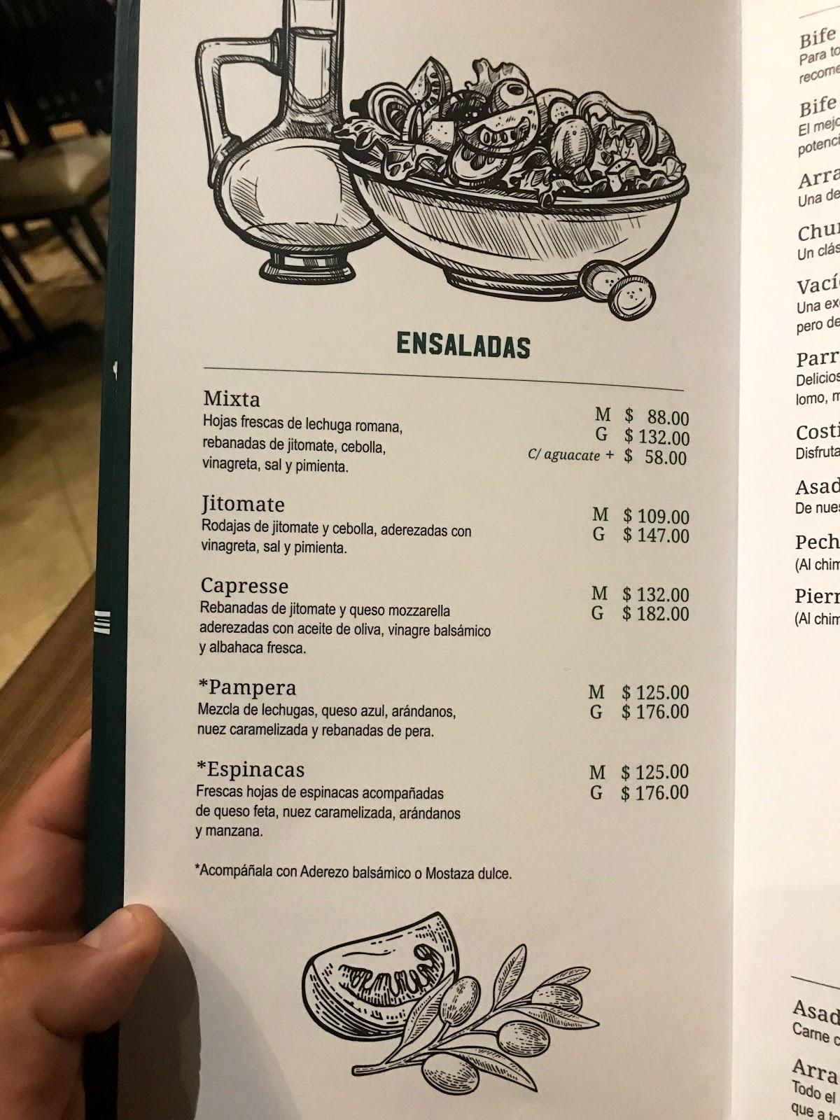 Carta de parrilla Fonda Argentina Metepec, Metepec, Av Paseo Tollocan 794