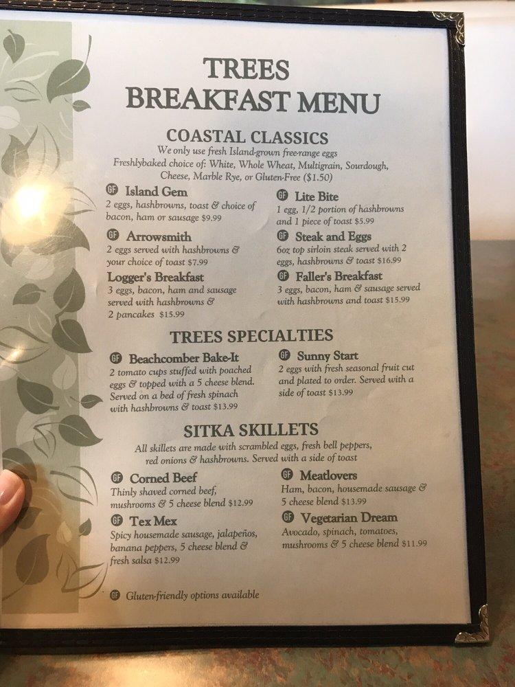 Menu at Trees Restaurant & Bakery, Parksville