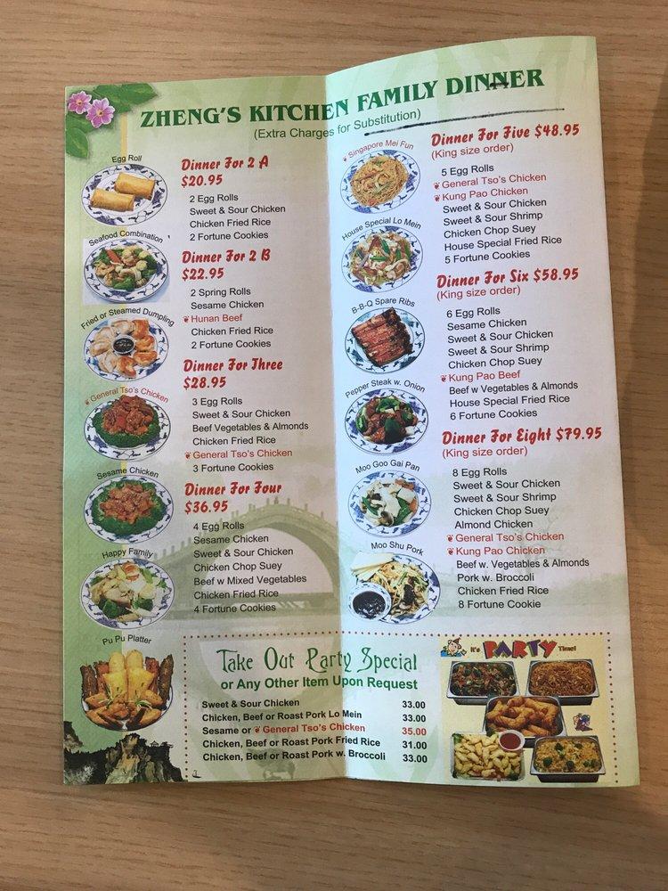 Menu at Zheng's Chinese Kitchen restaurant, Goodyear
