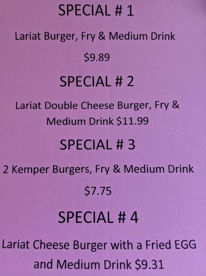 Menu at Lariat BarBQ, Yakima