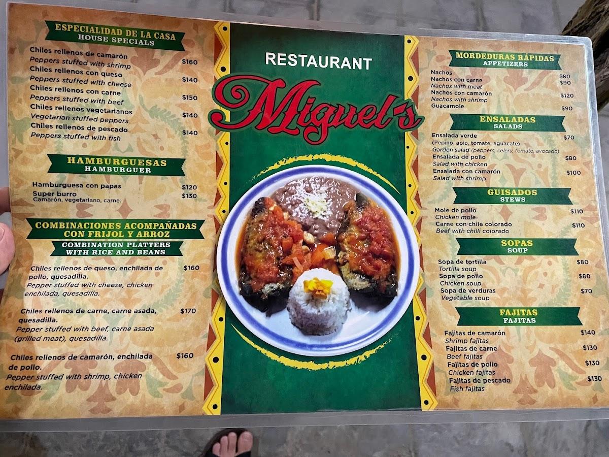 Menu at Miguel's Restaurant, Todos Santos