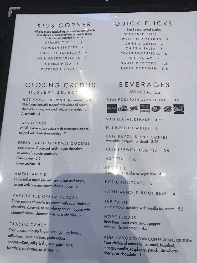 Menu at Star Cinema Grill restaurant, Friendswood, 702 Baybrook Mall