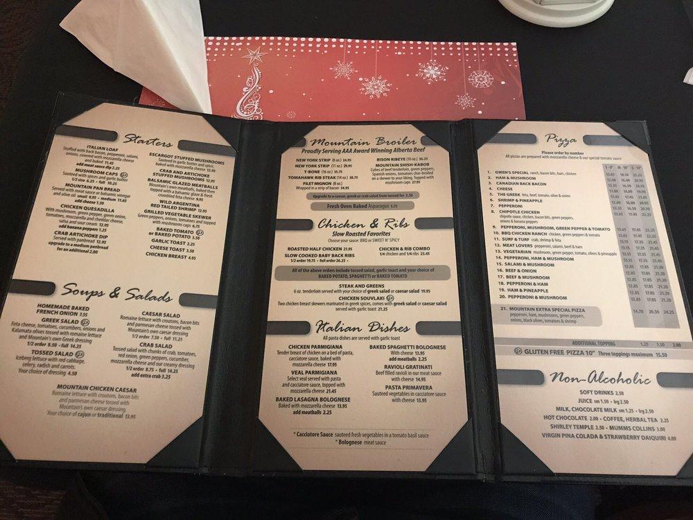 Menu at Mountain Pizza & Steak House steakhouse, Edson, 4 Ave