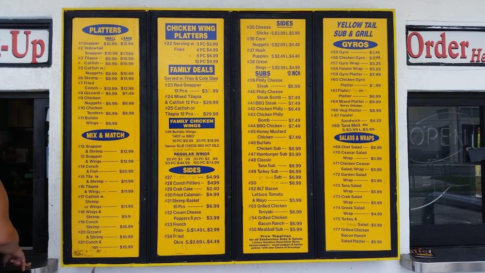 Menu at Yellow Tail Sub & Grill restaurant, Homestead