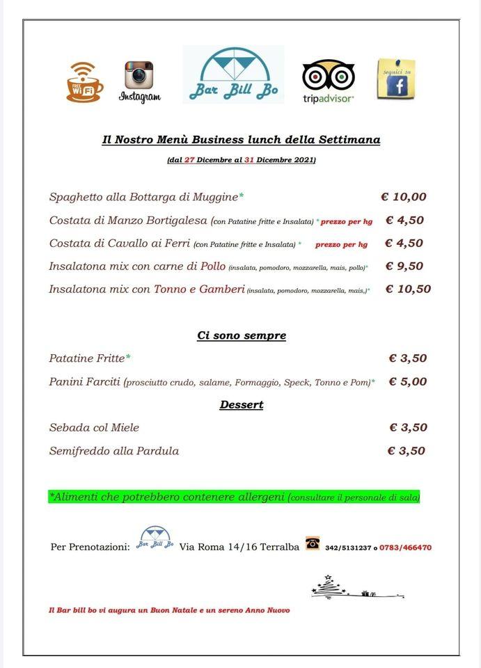 Menu di Bar Bill Bo Terralba 