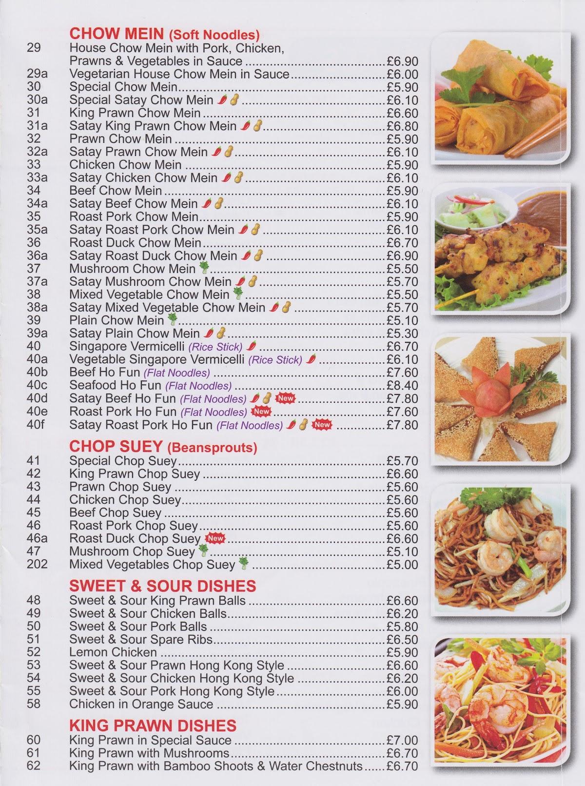 Menu at Hong Kong Chinese Food fast food, Milton Keynes