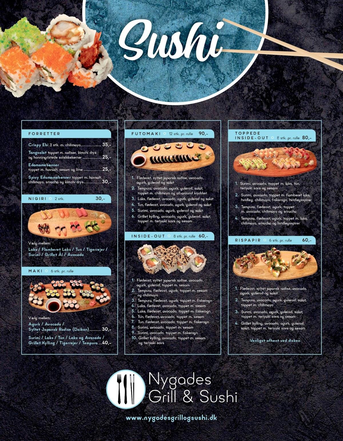 kimplante kvalitet rigtig meget Menu at Nygades Grill & Sushi restaurant, Skjern