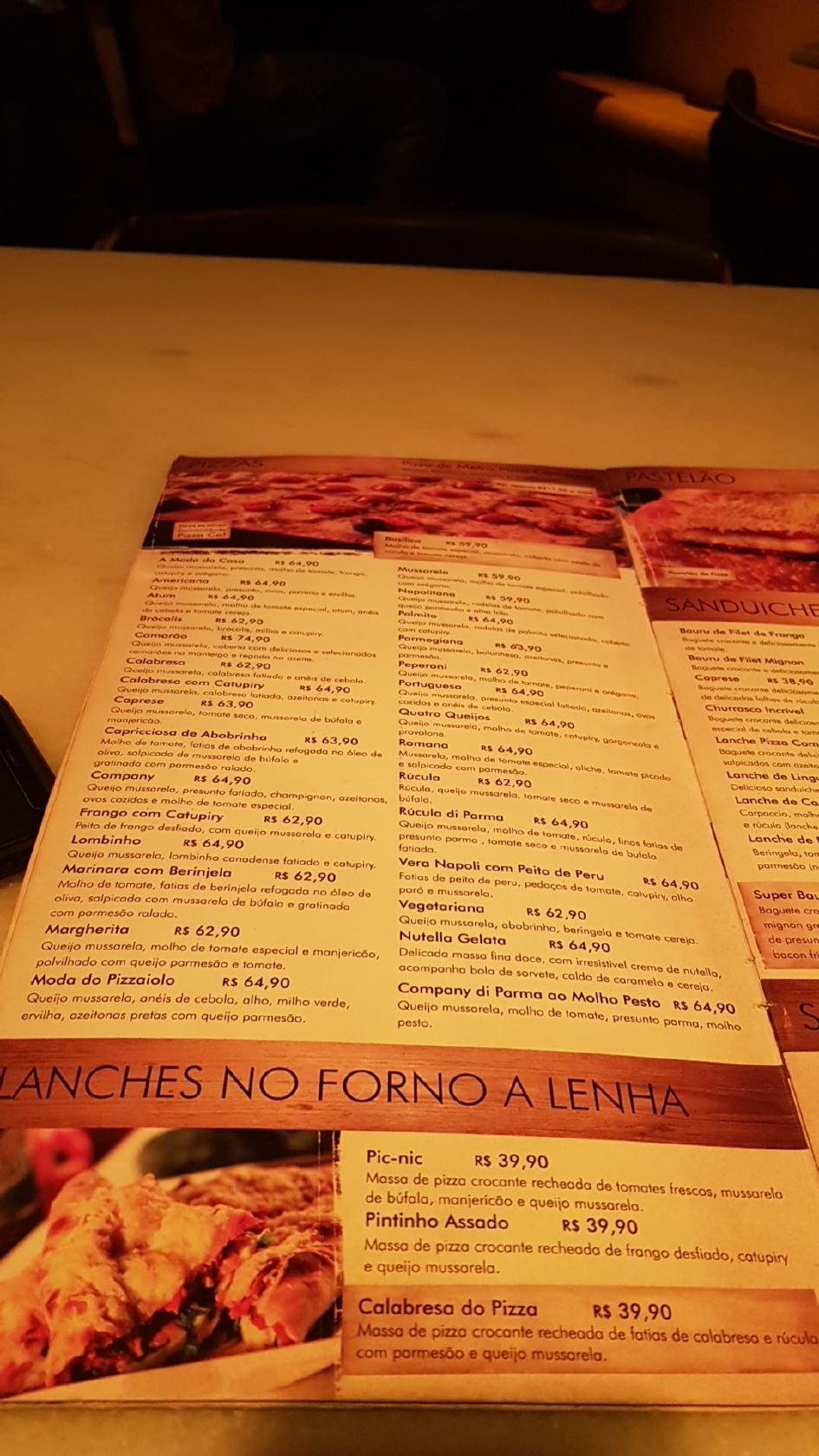 Menu em Pizza Company Americana pizzaria, Americana