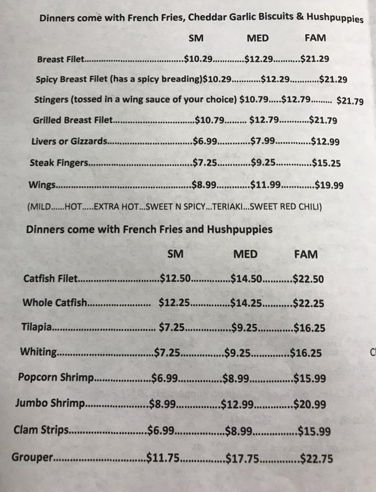 Menu at Zeb's Seafood & Chicken restaurant, Phenix City, 6 Barrow Rd