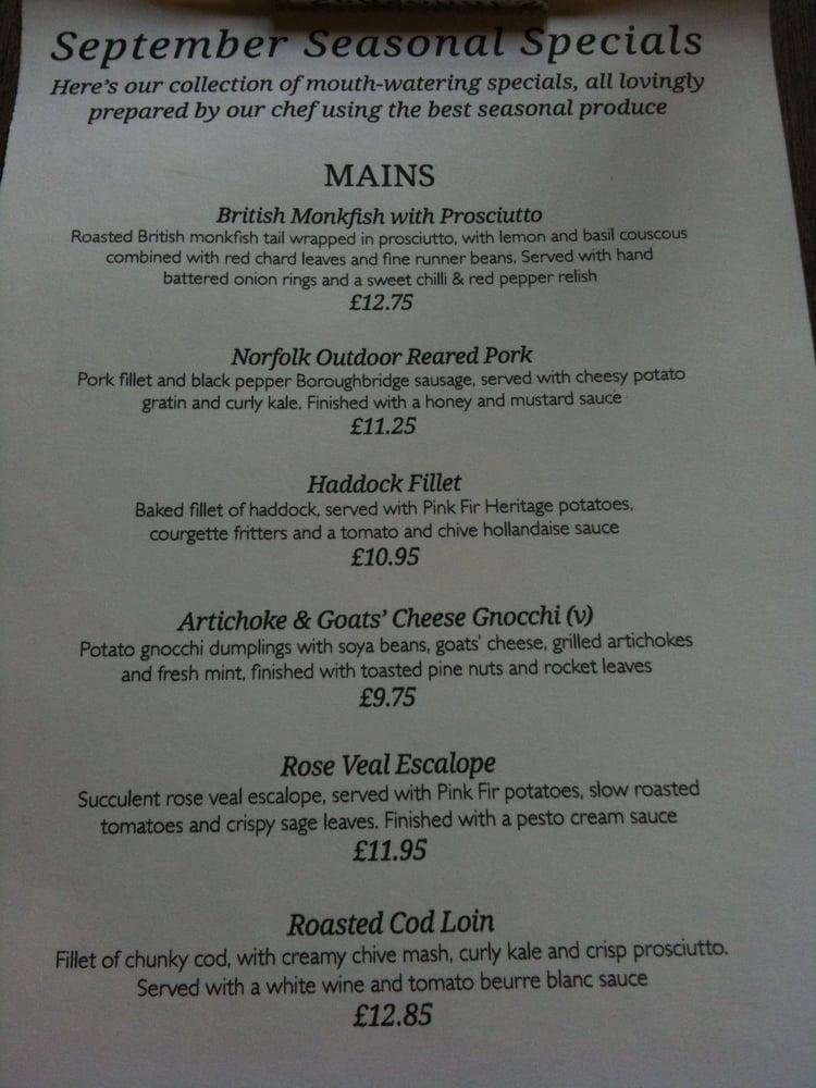 Menu at Berkshire Arms pub & bar, Brimpton, Bath Rd