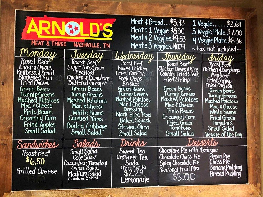 Menu at Arnold's Country Kitchen desserts, Nashville, 605 8th Ave S