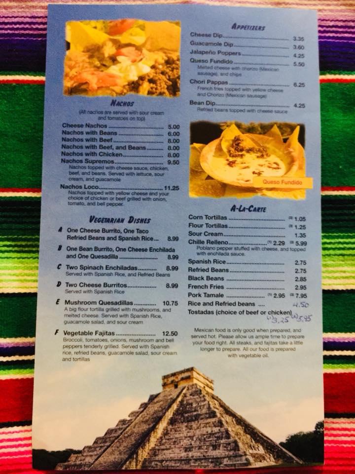 Menu at El Jarocho Mexican Restaurant and Bar, Rome