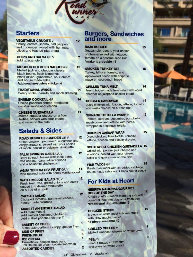 Menu At Roadrunner Cafe, Indian Wells