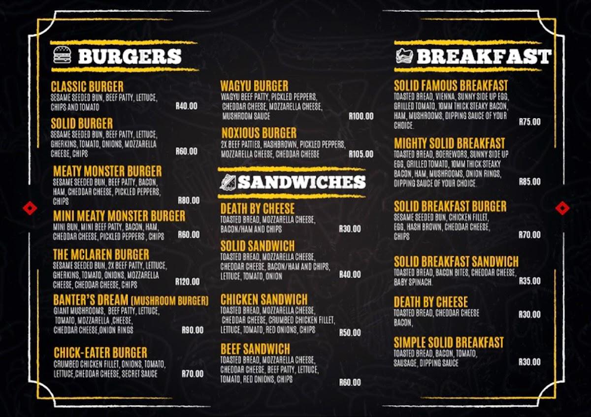 Menu at Solid Liquid Eatery restaurant, Tembisa