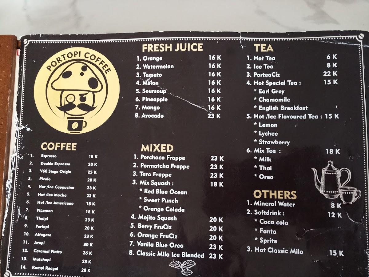 Carta de Portobello Restaurant & Coffee, Semarang