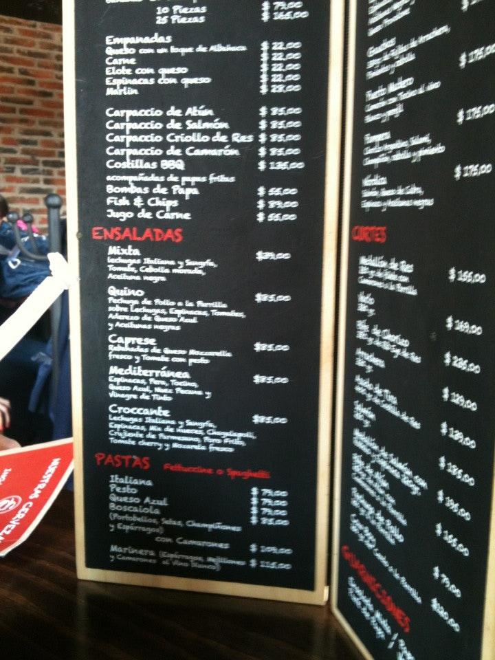 Carta del restaurante San Telmo Universidad, Santiago del Querétaro