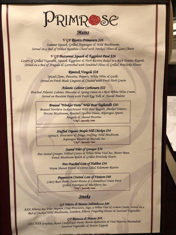 Menu at The Rimrock Resort Hotel pub & bar, Banff, 300 Mountain Ave