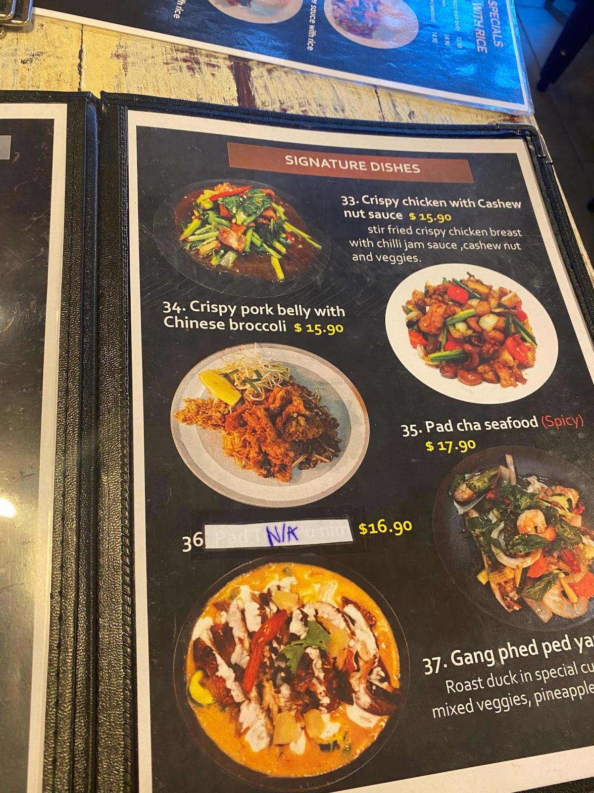 Menu at Chilli Home Thai restaurant, Bondi Junction