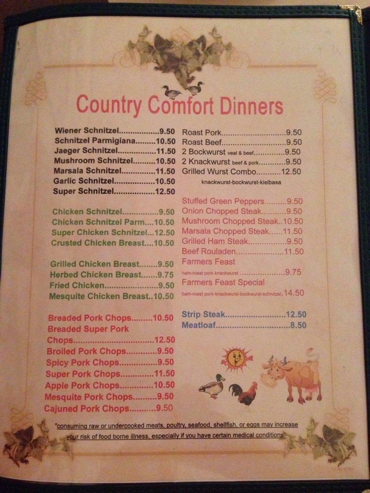 Menu at Erwin's Country Kitchen restaurant, FeastervilleTrevose