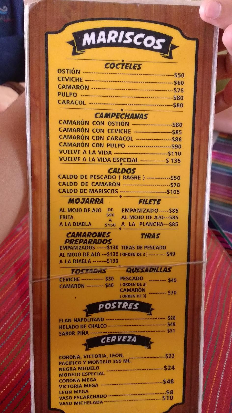 Menu at Huaraches Jiutepec restaurant, Jiutepec