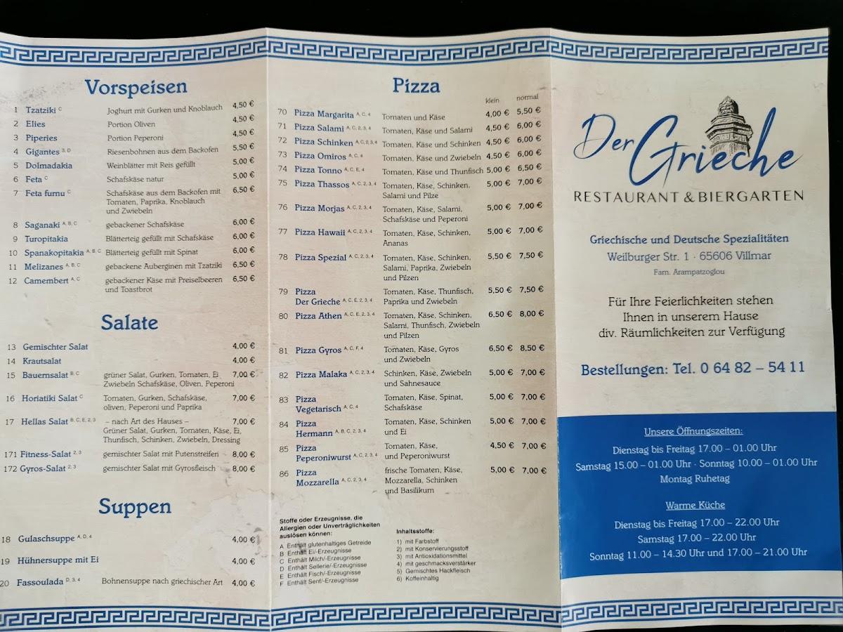 Speisekarte von Der Grieche restaurant, Villmar