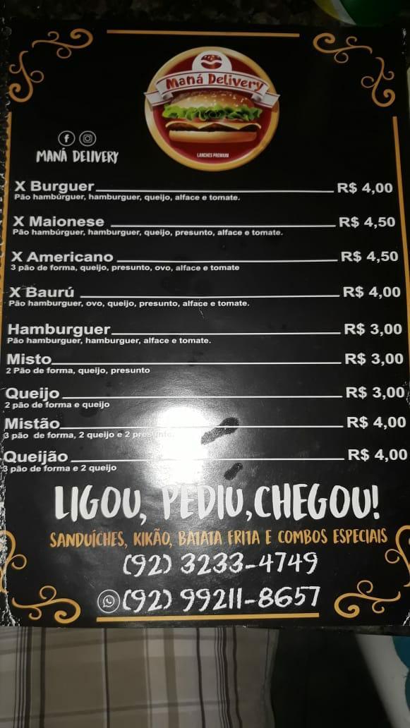 Menu at Maná Delivery pub & bar, Manaus