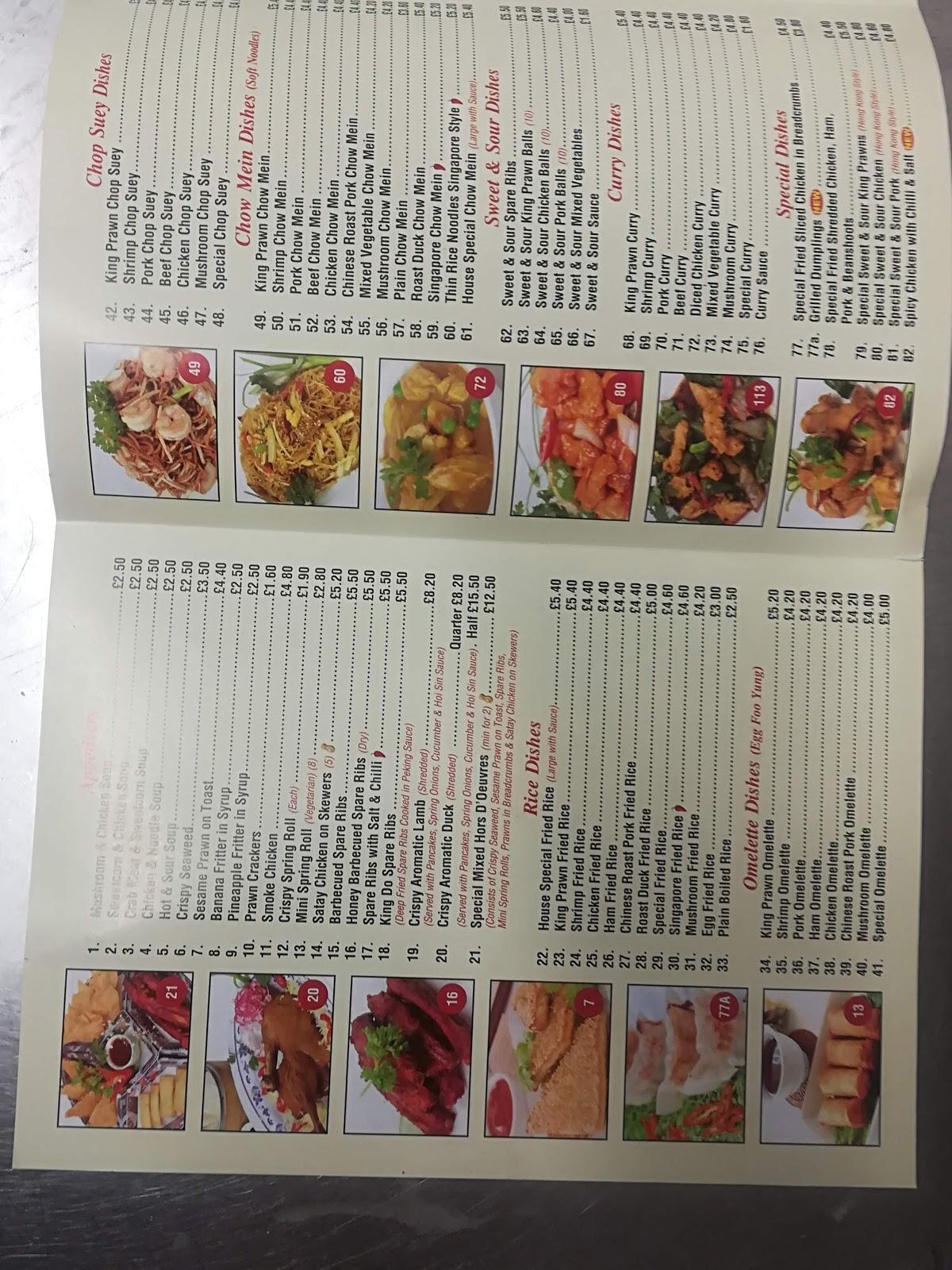 Menu at Yeung's Chinese Takeaway restaurant, Faversham