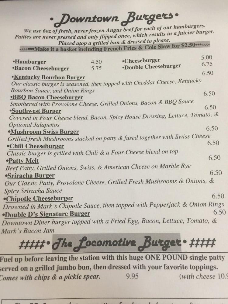 Menu at Downtown Diner restaurant, Frankfort