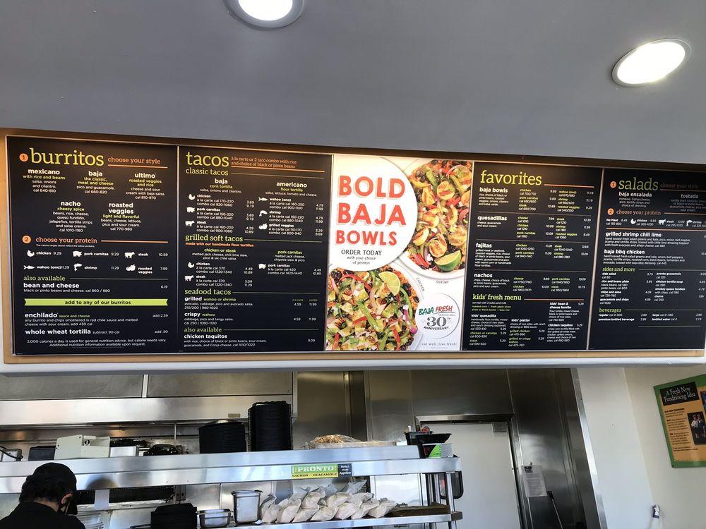 Menu at Baja Fresh fast food, Newport Beach, East Coast Hwy