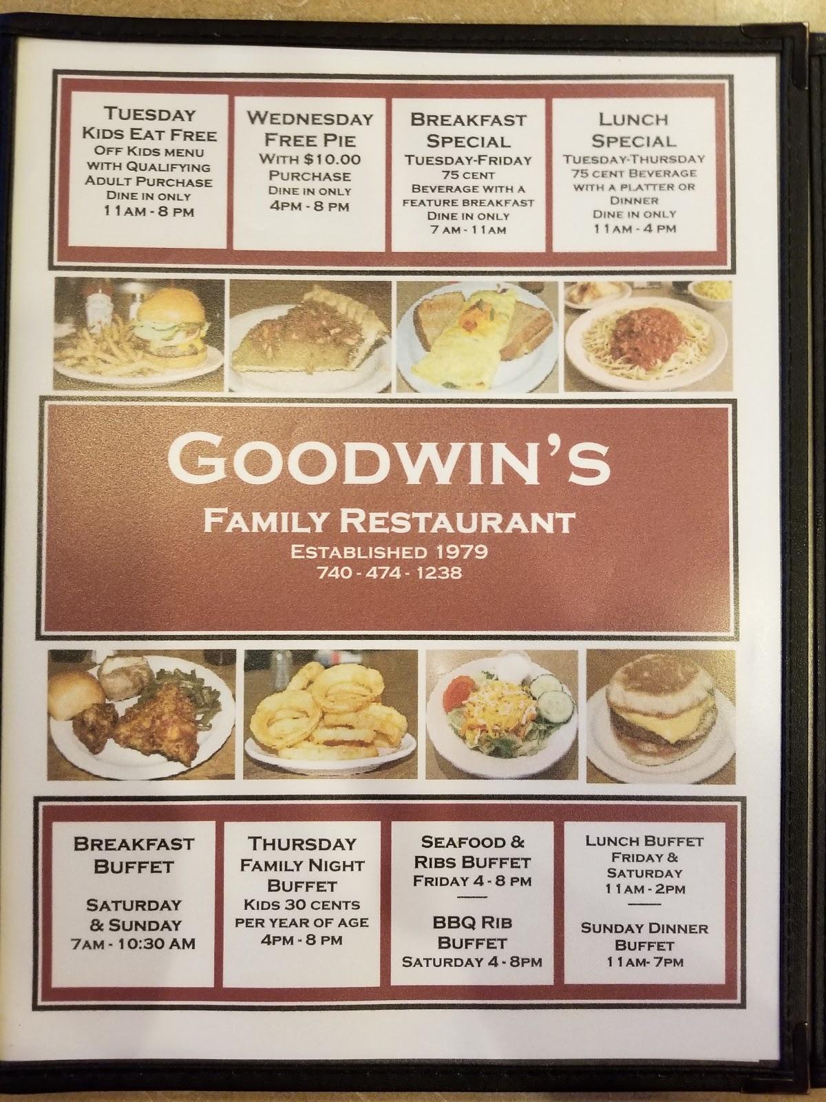 Menu at Goodwin's Family Restaurant, Circleville
