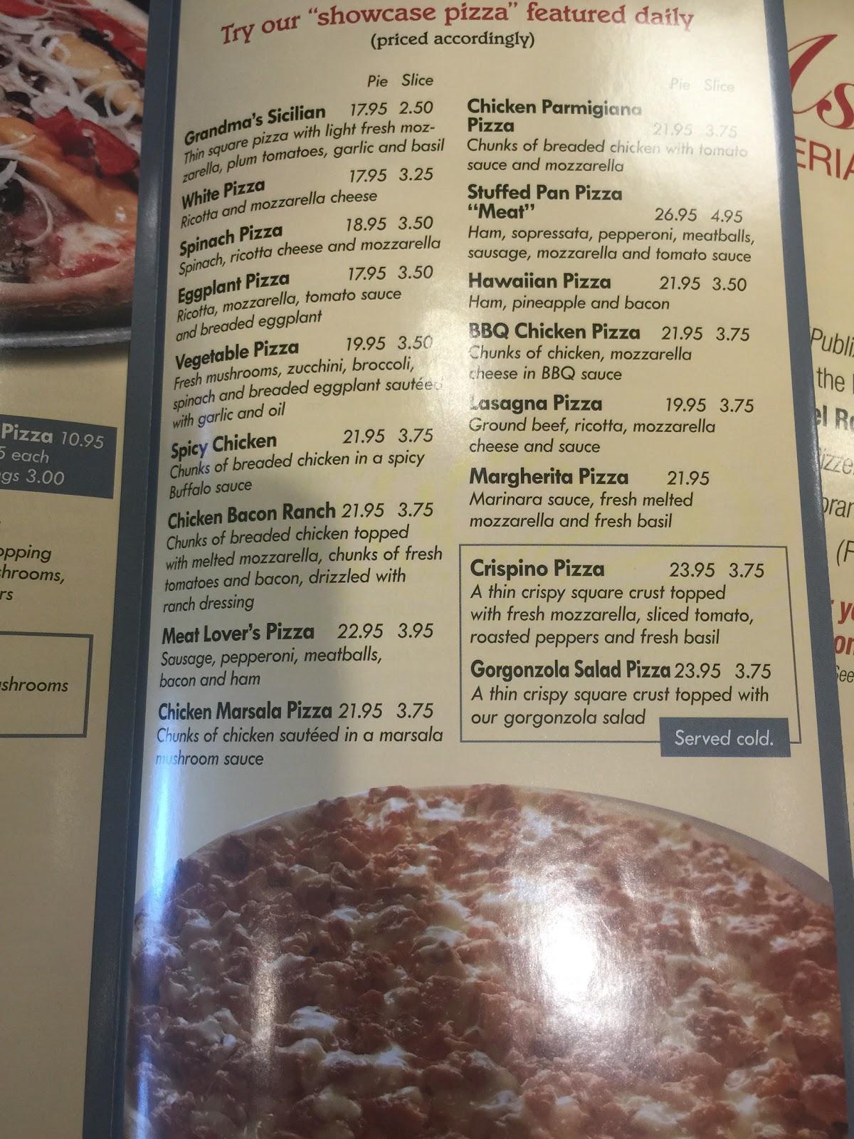 Menu at Asaro's Of Venice Pizzeria Restaurante, Nokomis