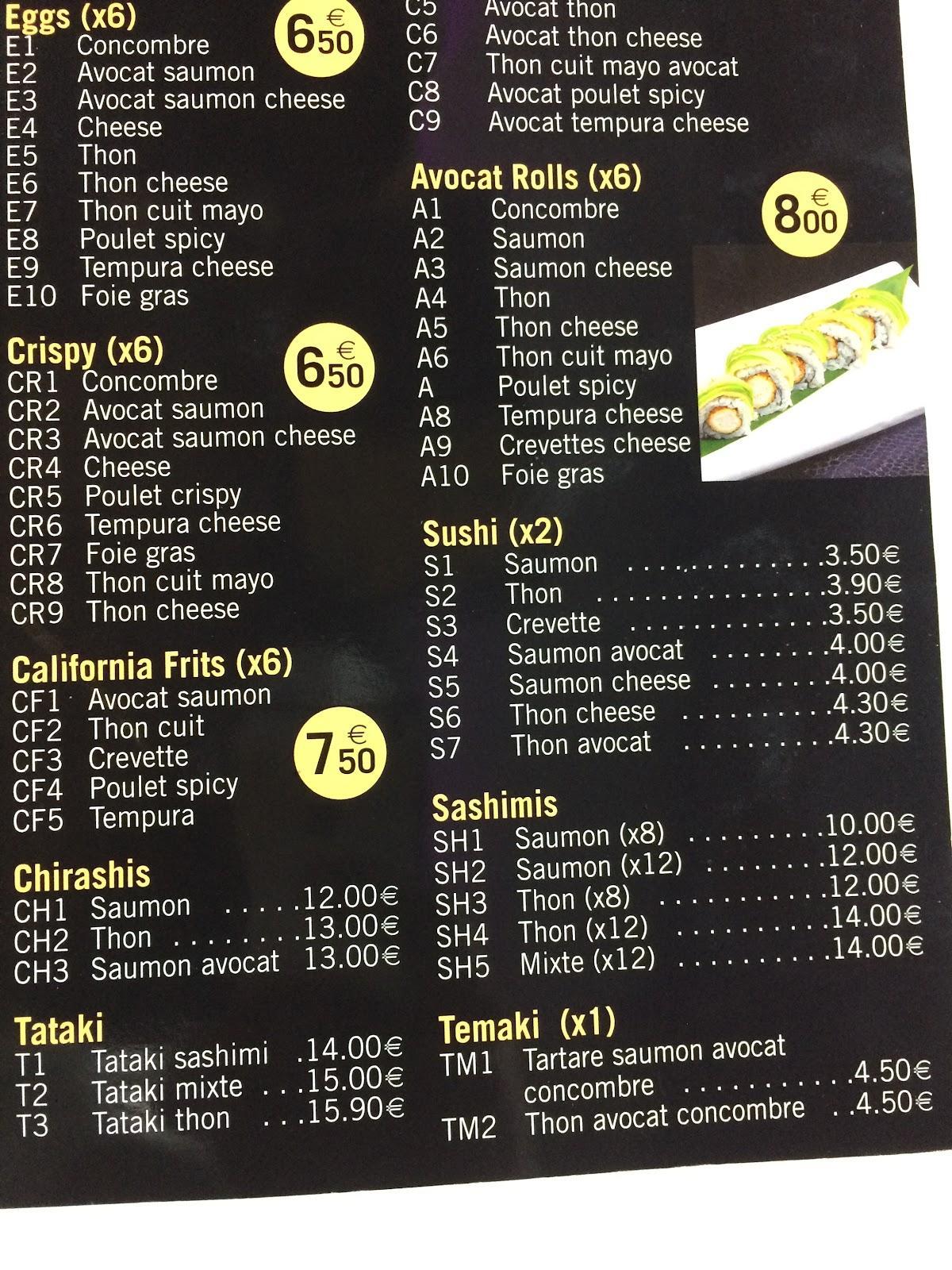 Menu de BANH THAI