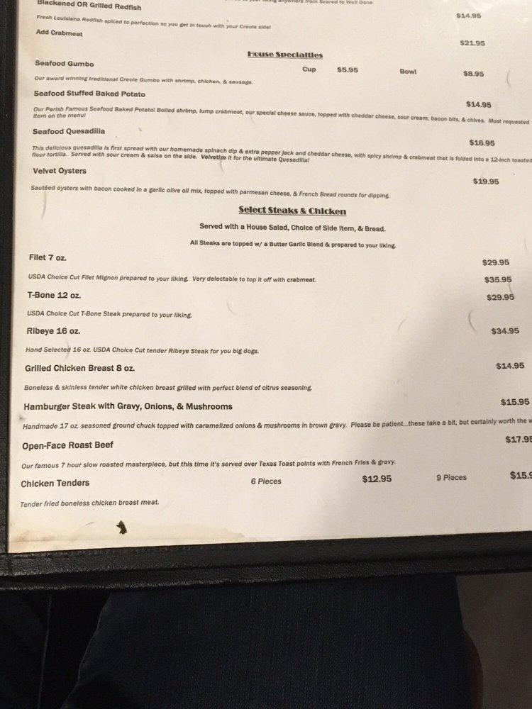 Menu at Black Velvet Oyster Bar & Grill, BurasTriumph