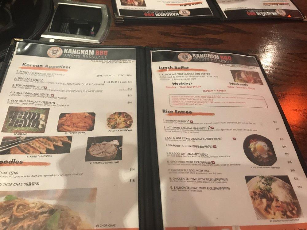 Menu at Kangnam BBQ, College Park