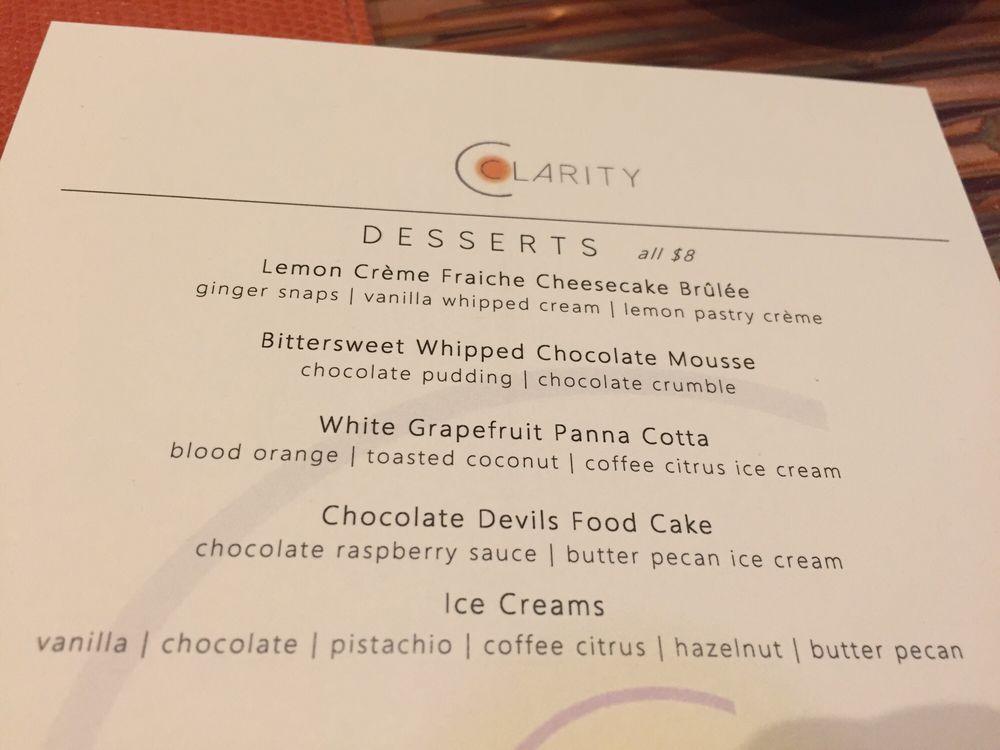 Menu at Clarity pub & bar, Vienna