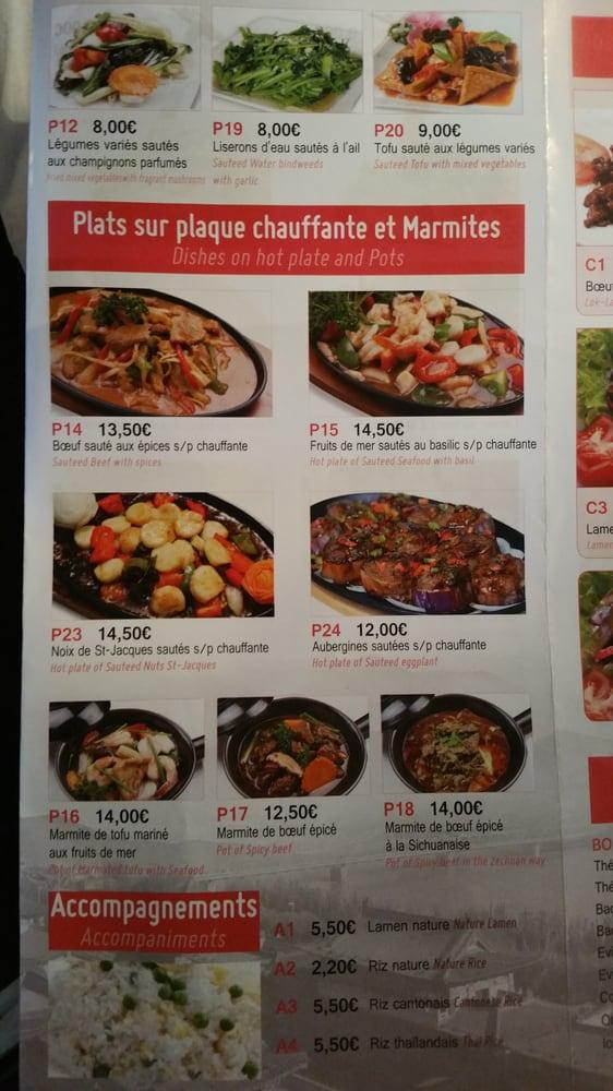 Menu at My Noodles restaurant, Paris