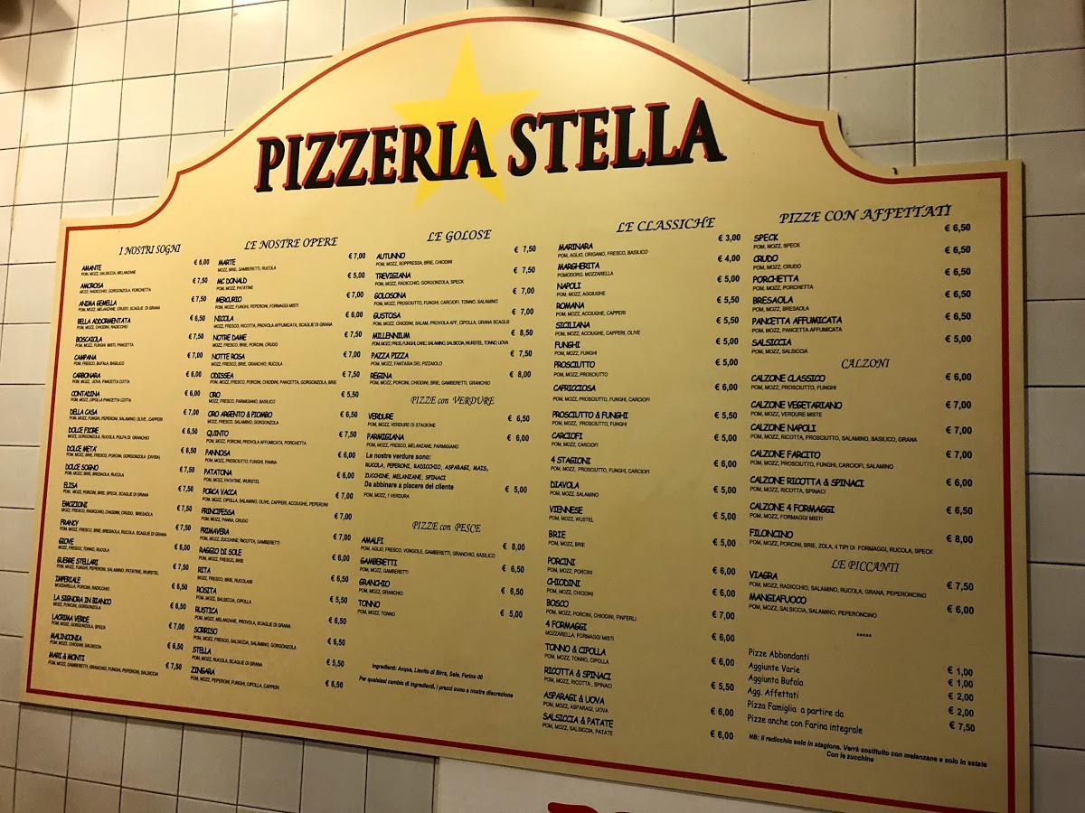 Menu da Stella ristorante, Quinto di Treviso