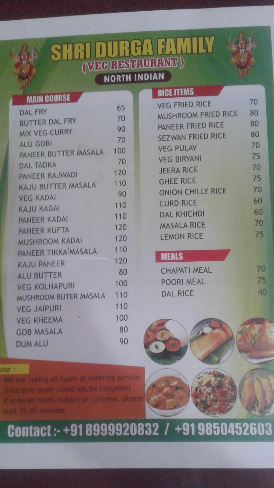 Sri Durga Family Veg Restaurant menu